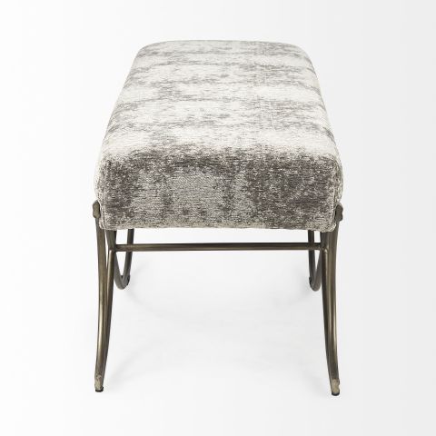 Ayla 55L X 17.6W X 18H Light And Dark Gray Fabric Seat With Antique ... in Ayla 55Lx17.6Wx18H Dark Gray Fabric Seat With Dark Nickel Metal Frame Bench